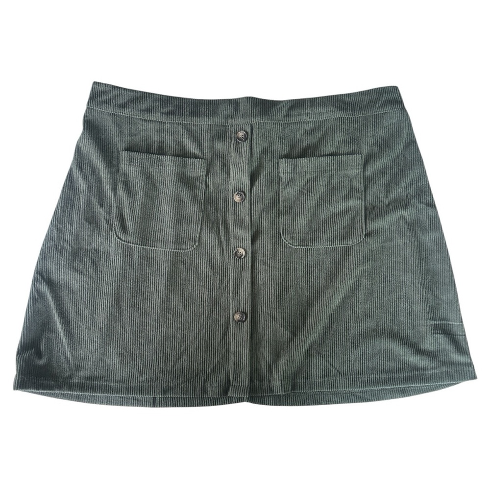 SHEIN Green Corduroy Button-Front Skirt | Size 3XL